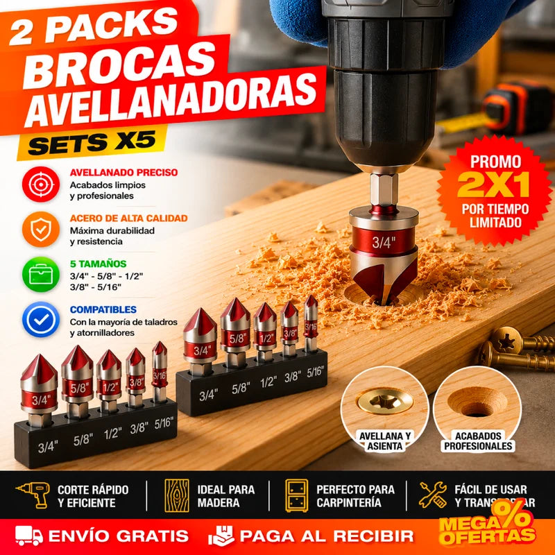 2x1 Set Brocas Avellanadoras | Esconde la Cabeza del Tornillo y Deja Acabado Pro