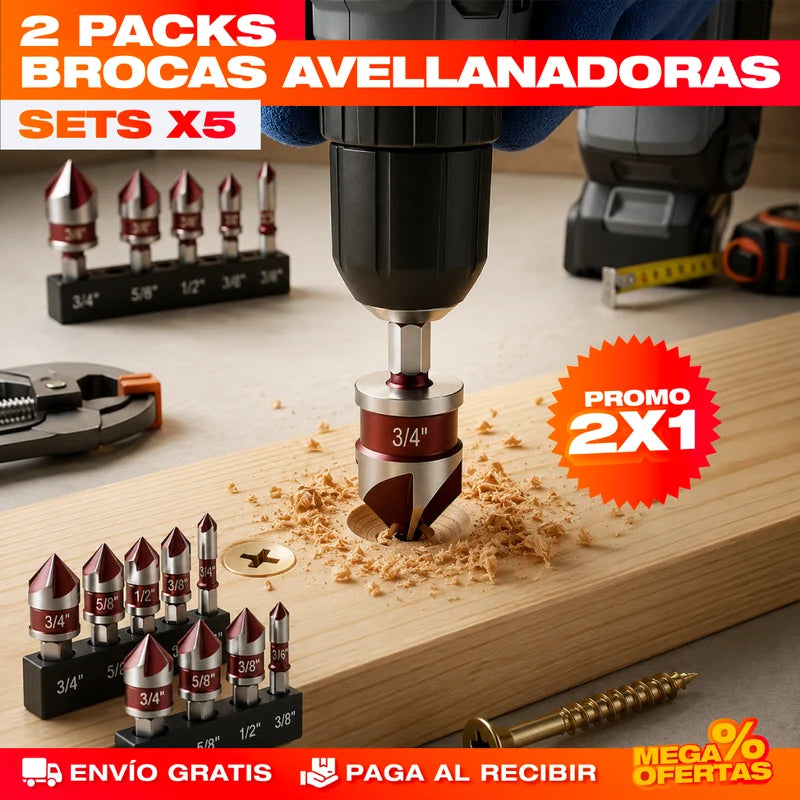 2x1 Set Brocas Avellanadoras | Esconde la Cabeza del Tornillo y Deja Acabado Pro