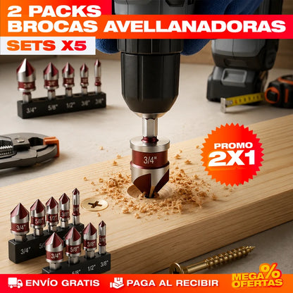 2x1 Set Brocas Avellanadoras | Esconde la Cabeza del Tornillo y Deja Acabado Pro