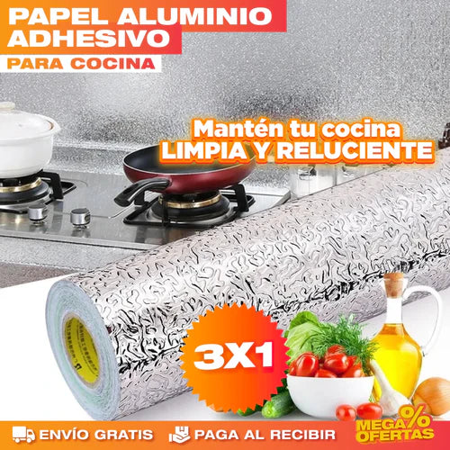 ChaoGrasa® | PROMO 3X1 PAPEL ALUMINIO ADHESIVO DE COCINA