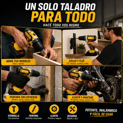 Taladro Inalambrico Industrial -- 2 baterías + maletín + accesorios